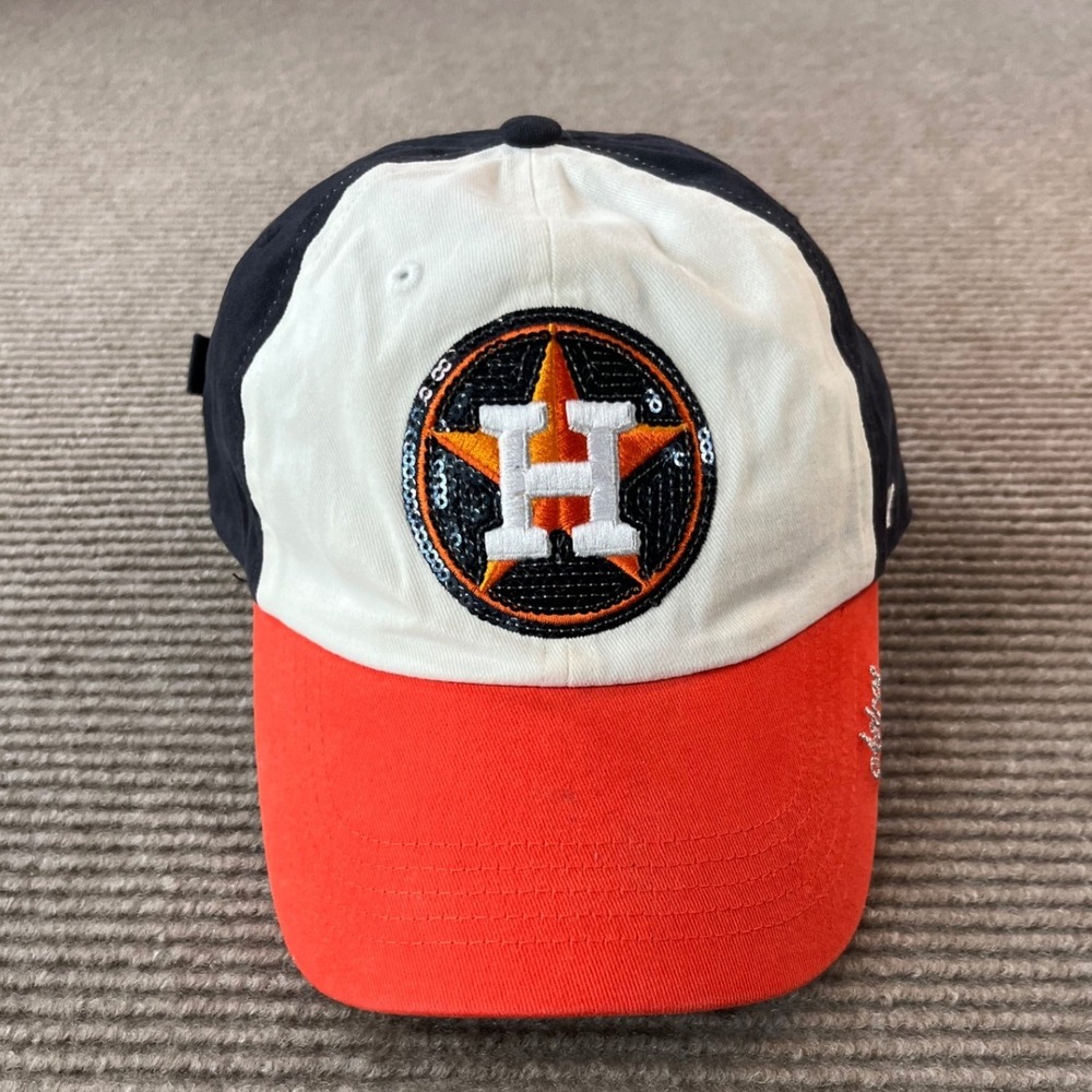 47 Brand Houston Astros MLB Baseball Cap Navy White Orange Sequin Logo Hat